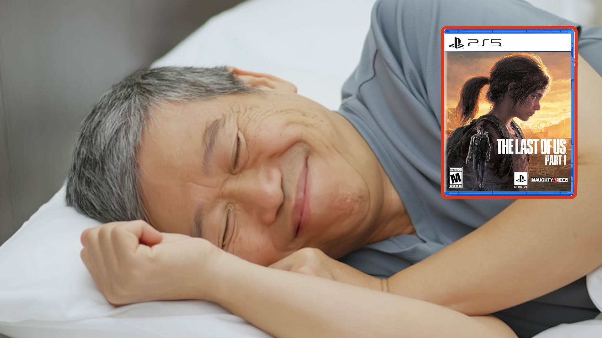Man sleeping with a smile on his face.